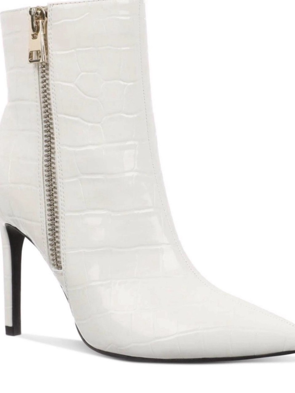 INC International Concepts White Croc-Embossed Pointed Toe Stiletto Boot
